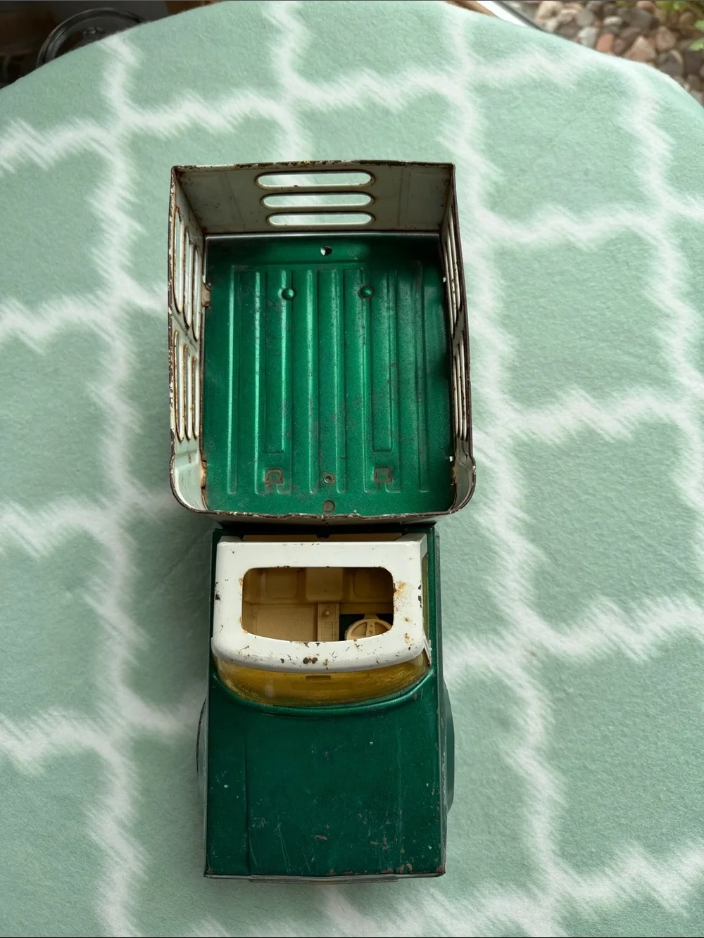 Vintage Nylint Farms Truck Green & White with Yellow Cab 12” long